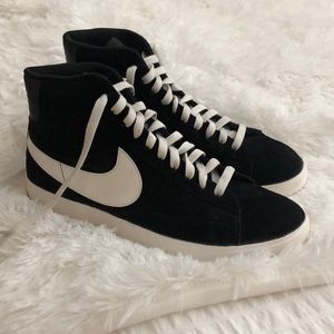 Black suede high top Nike Blazers